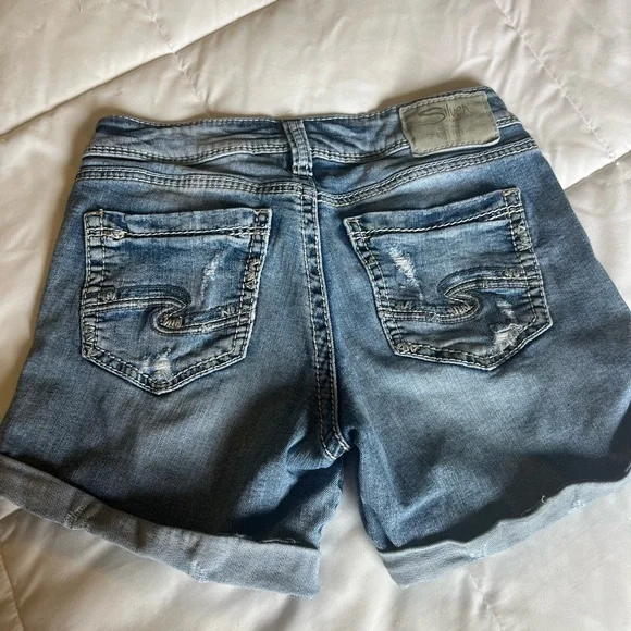 Silver Light Wash Denim Shorts Sam Style size 24 - Picture 4 of 7